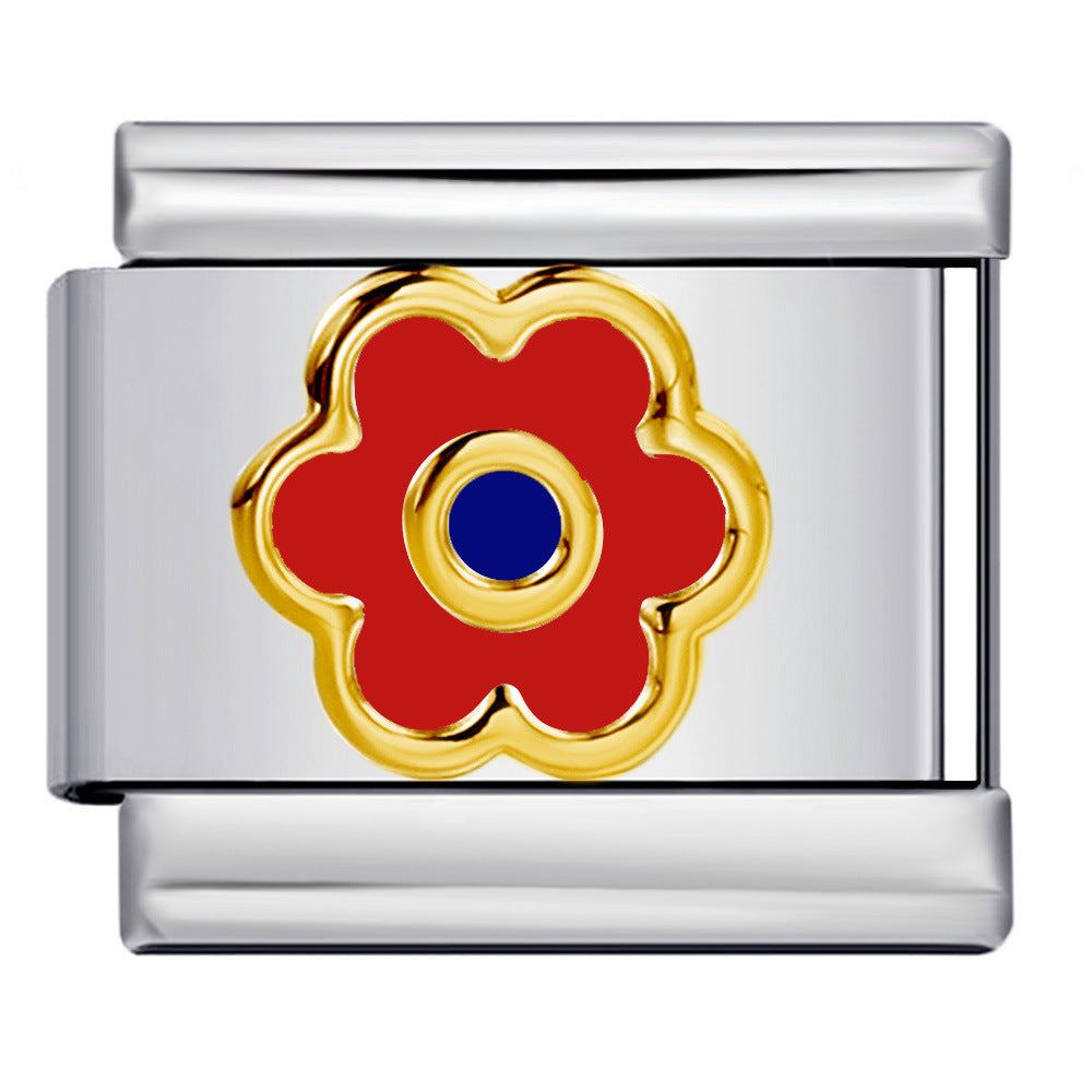 Wholesale Italian Charm Bracelet 9mm DIY Splicing Colored Oil-Drip Petals Stainless Steel Composable Bracelet