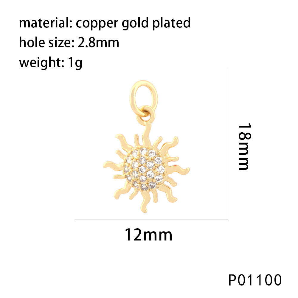 Wholesale Micro-inlaid star and moon six-pointed star round heart pendant