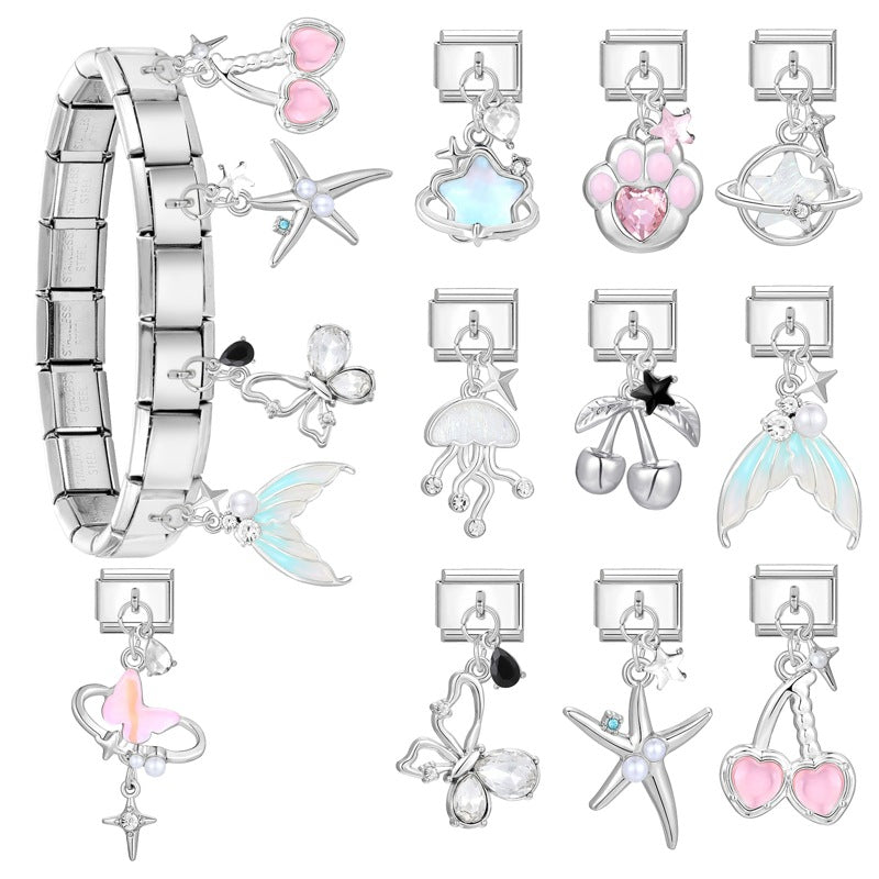 Wholesale Italian Charm Bracelet 9mm DIY Splicing Cute Creative Pendant Stainless Steel Composable Bracelet