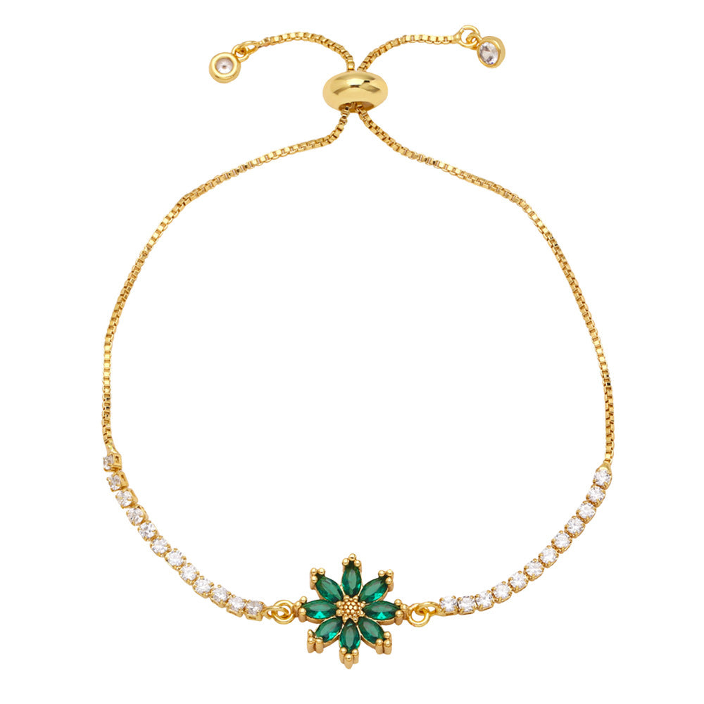 Wholesale Copper and zircon flower bracelet