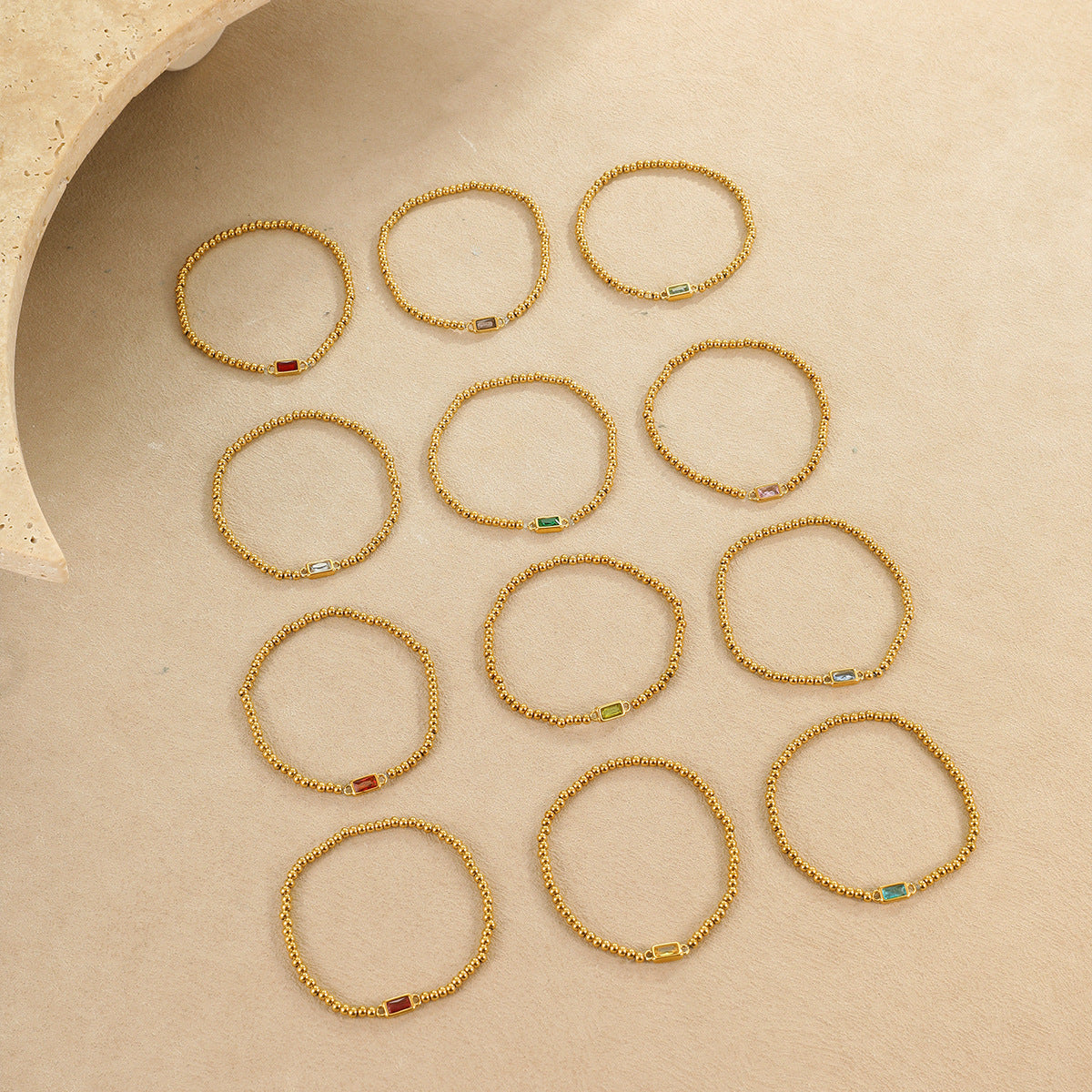 Wholesale Stainless steel gold-plated colored zircon bracelet