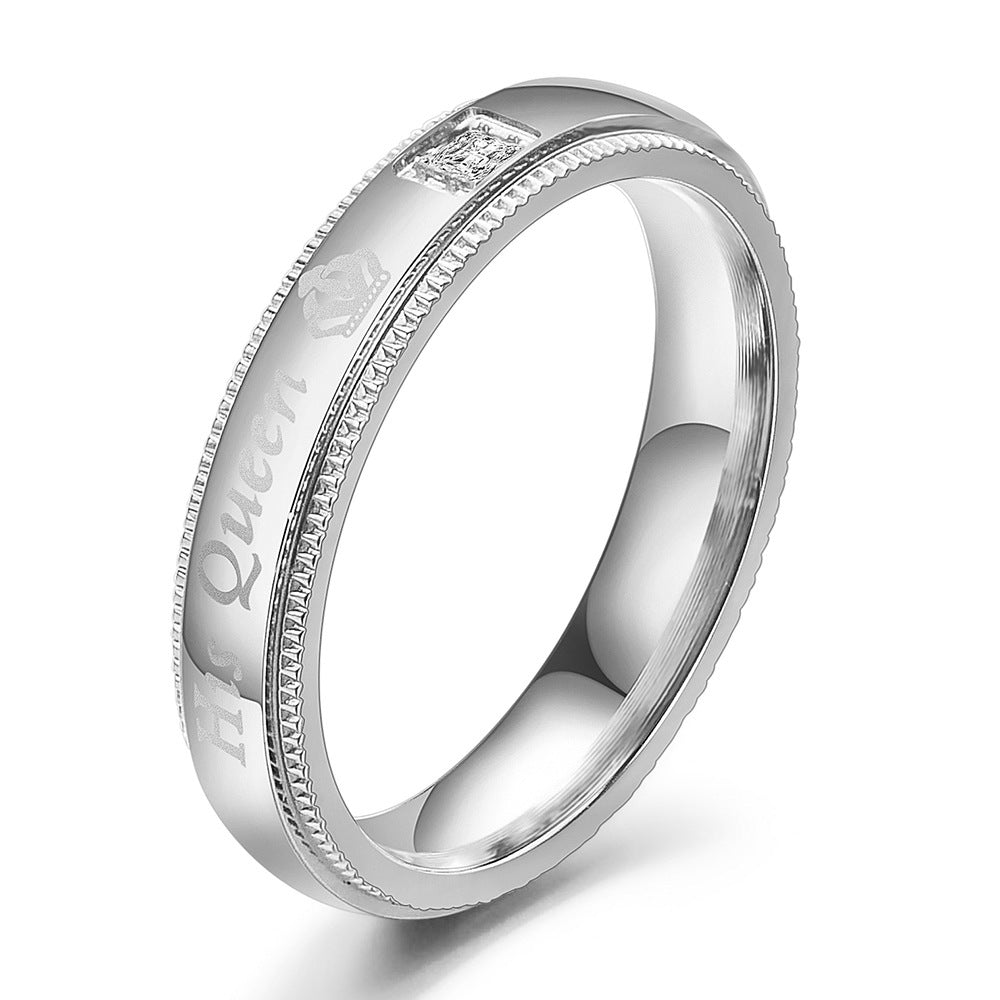 Wholesale 4mm gear titanium steel couple ring