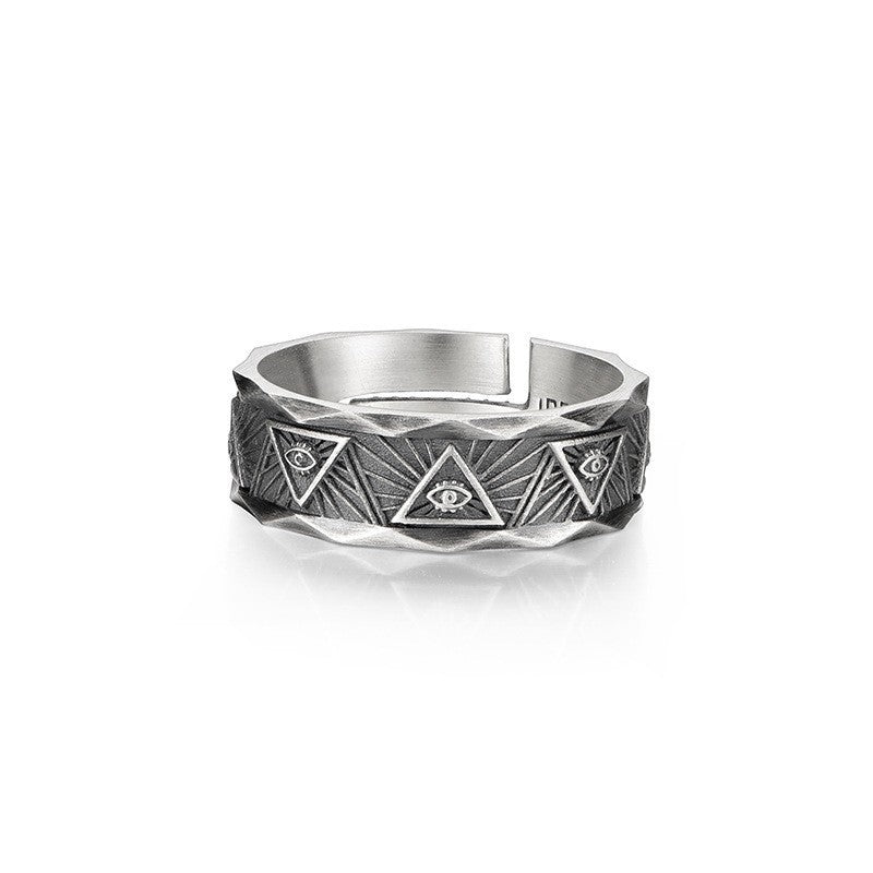 Wholesale Retro Unisex All-Seeing Eye Adjustable Open Ring Metal Electroplated Fashion Accessory