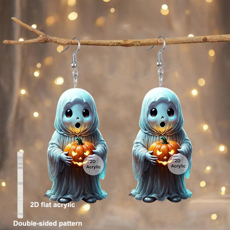 Wholesale  Pumpkin Ghost Pendant Acrylic Earrings