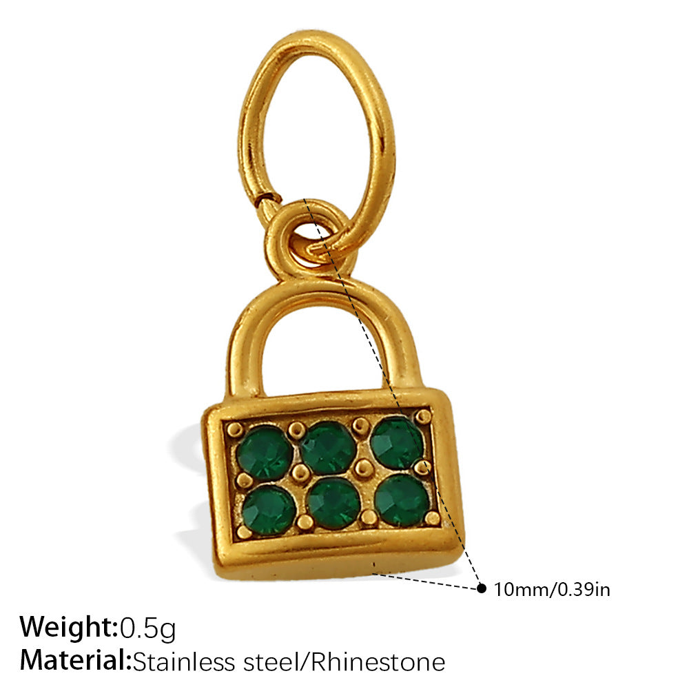 Wholesale Diamond-Encrusted Key Lock Stainless Steel Pendant Accessories