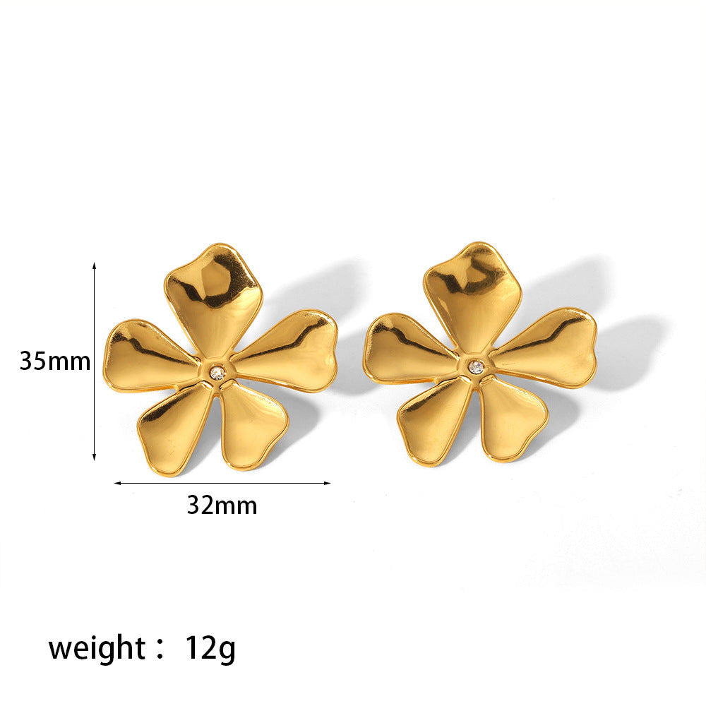 Wholesale Exaggerated Butterfly Sunflower Earrings 18K Gold Stainless Steel Earrings Statemente Earrings ACC-ES-LiQuan002