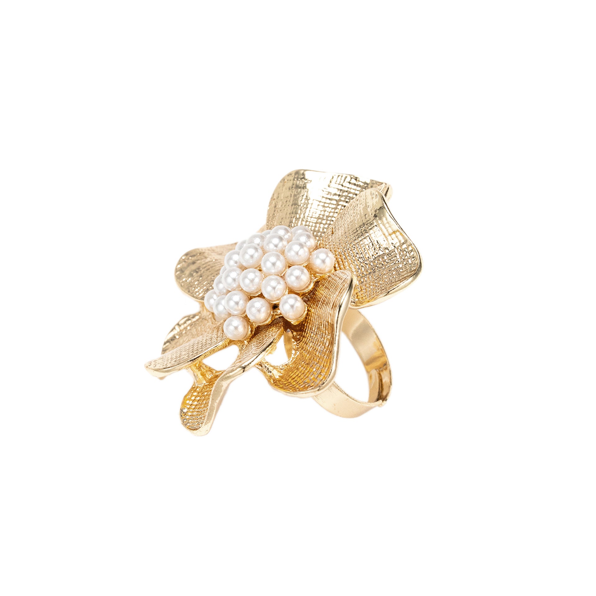 Wholesale Retro Exaggerated Pearl Flower Ring
