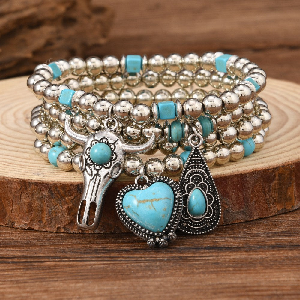 Wholesale Zinc alloy multi-layered red Valentine' s Day beaded bracelet