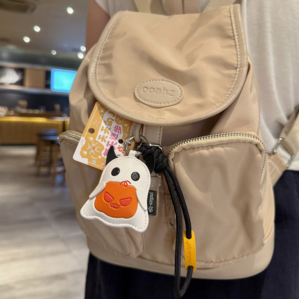 Wholesale Creative PU Leather Pumpkin Lantern Keychain Cute Ghost Bag Charm  Party Gift