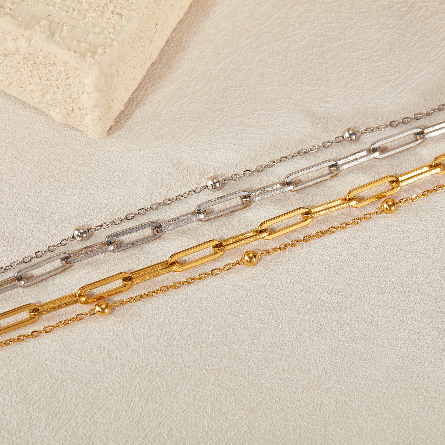 Bijoux en gros titane en acier à double bracelet