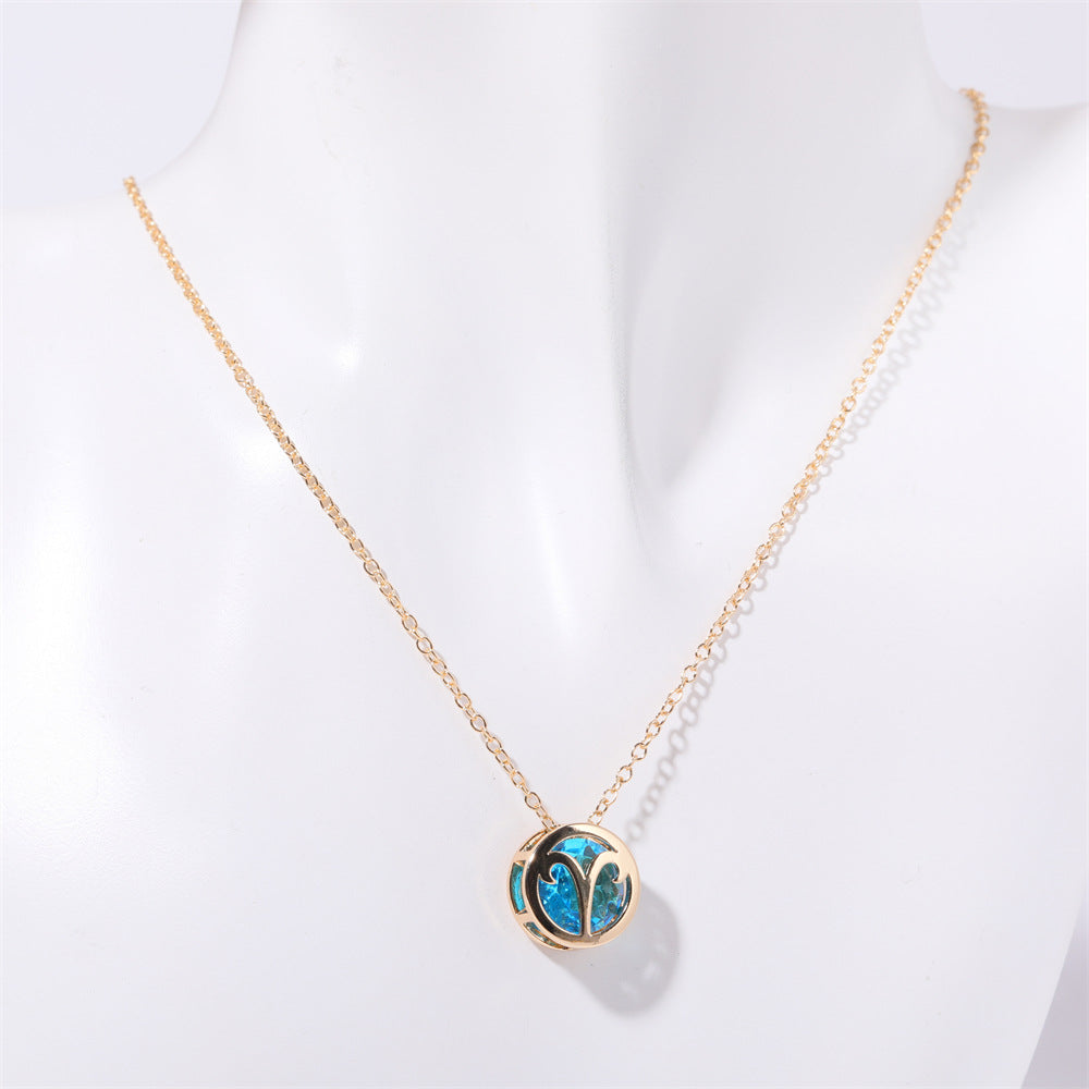 Wholesale Double-sided Hollow Twelve Zodiac Necklace ACC-NE-XuanChi003