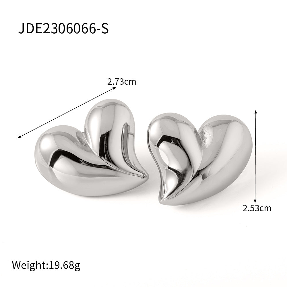 Wholesale 18K Gold Large Heart Shaped Earrings Stainless Steel Earrings for Women Heart Earrings ACC-ES-Jied006