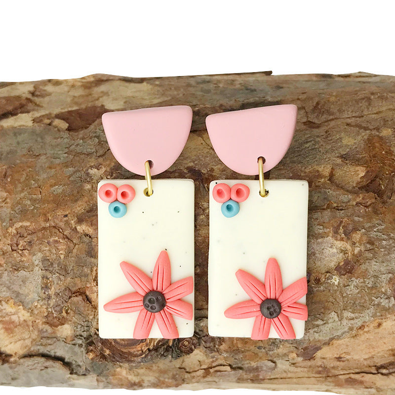 Wholesale Handmade Flower Soft Clay Daisy Earrings ACC-ES-HY082