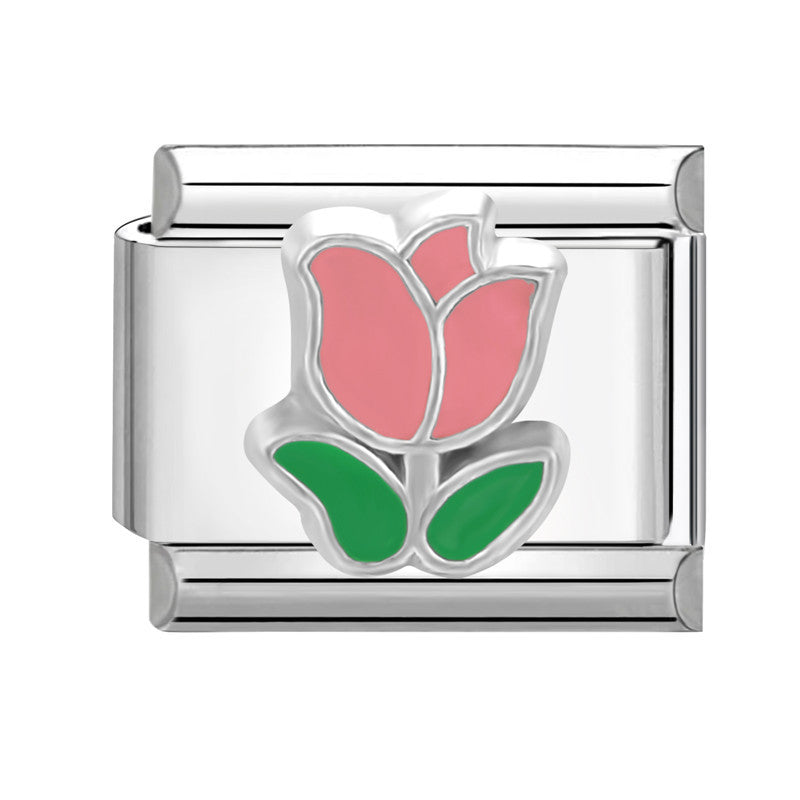 Wholesale Stainless steel DIY charm color love letter module stainless steel elastic bracelet