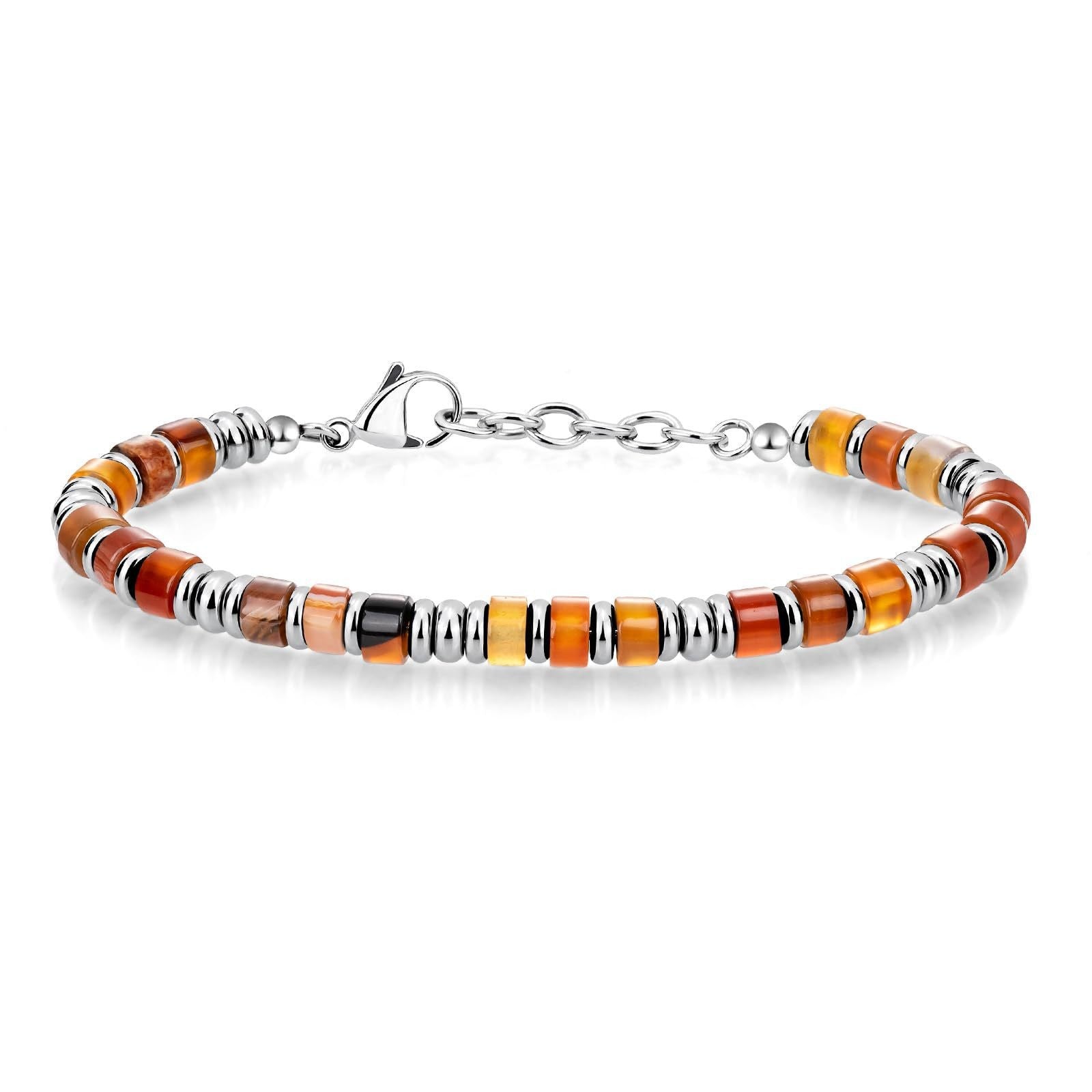 Wholesale Bohemian Chain Bracelet Natural Obsidian Beads Stainless Steel Business Gift Fashion Accessory