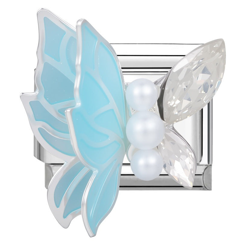 Wholesale DIY Italian Style Butterfly Flower Pearl Bracelet Set Stainless Steel Jewelry Accessory Gift Boutique