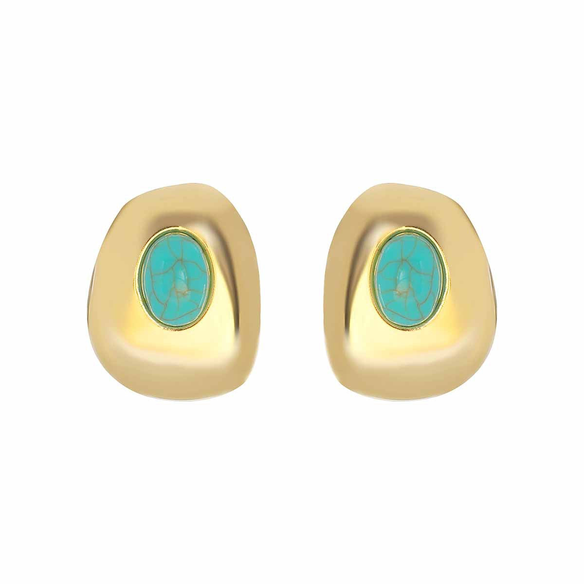 Wholesale Vintage-style niche high-end turquoise-encrusted stud earrings  understated luxury.