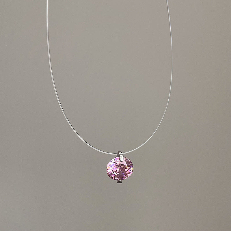 Wholesale Minimalist Style Crystal Zircon Pearl Pendant Fish Line Necklace Women' s Accessible Luxury Versatile Elegant Trendyy Neck Chain Clavicle Chain
