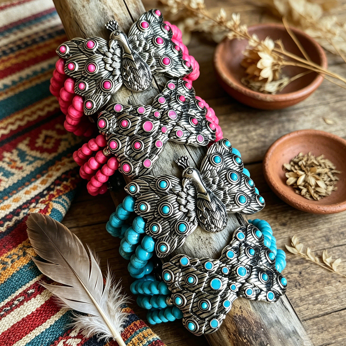 Wholesale Boho Multi Layer Cowgirl Bracelet With Peacock Bow Charm Chic Fashion Accessory For Casual Gift Giving