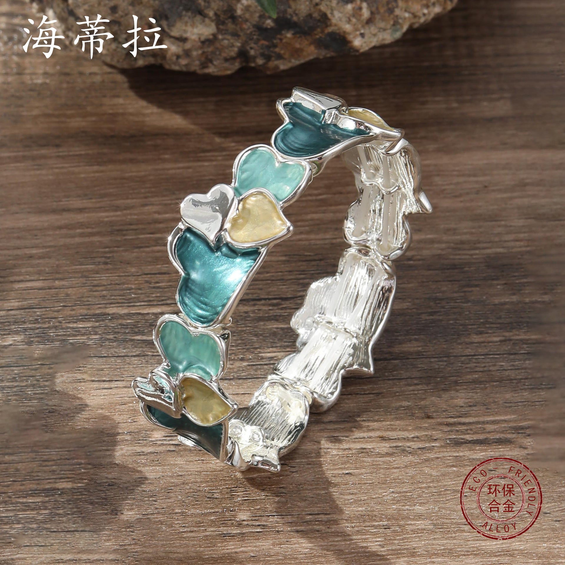 Wholesale  color painting oil geometric love elastic bracelet