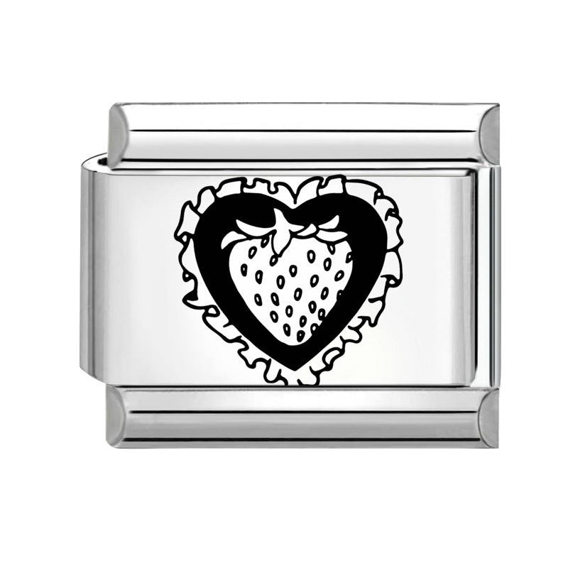 Wholesale  Italian Charm Bracelet 9mm DIY Splicing Removable Strawberry Cherry Stainless Steel Composable Bracelet