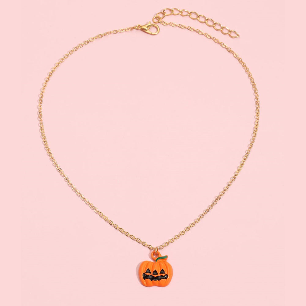 Wholesale   alloy oil drop clavicle chain Pumpkin ghost grimace faceless necklace