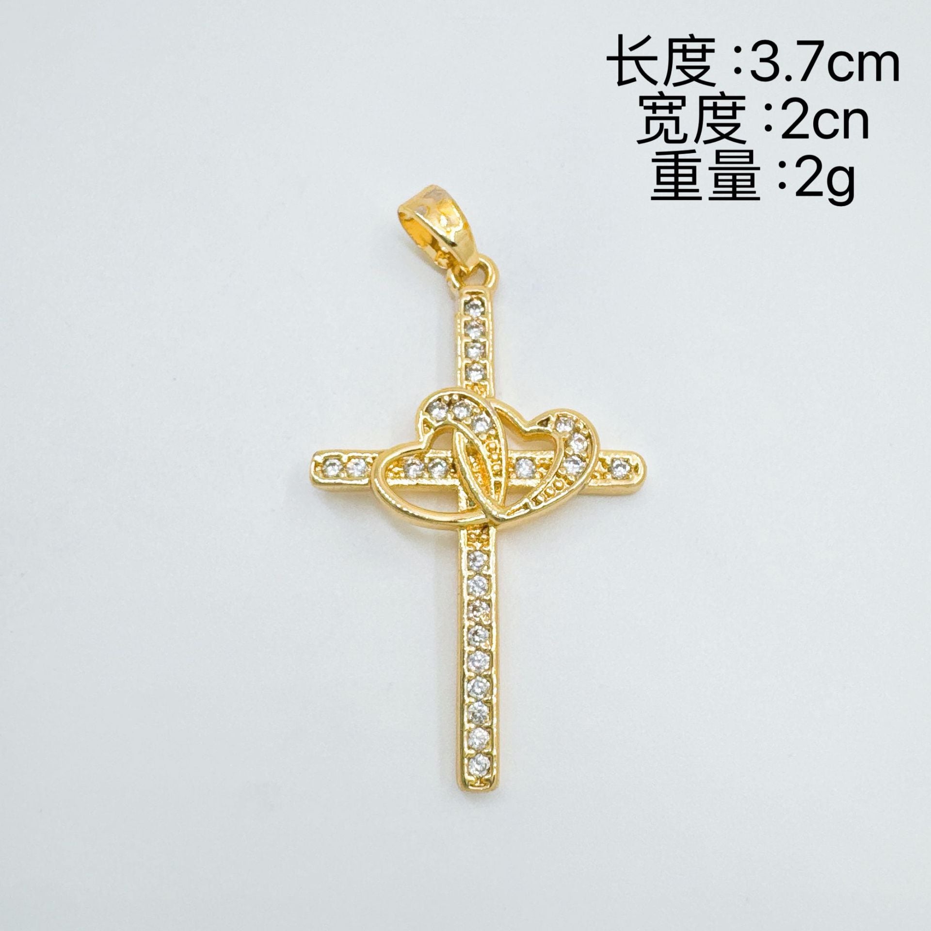 Wholesale Gold Plated Zircon Cross Pendant Jewelry Accessory