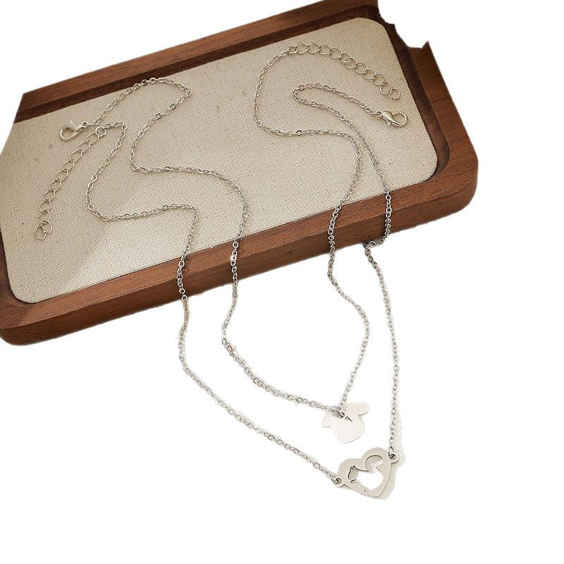 Wholesale Stainless Steel Necklace Clavicle Chain Hollow Love Unicorn Necklace