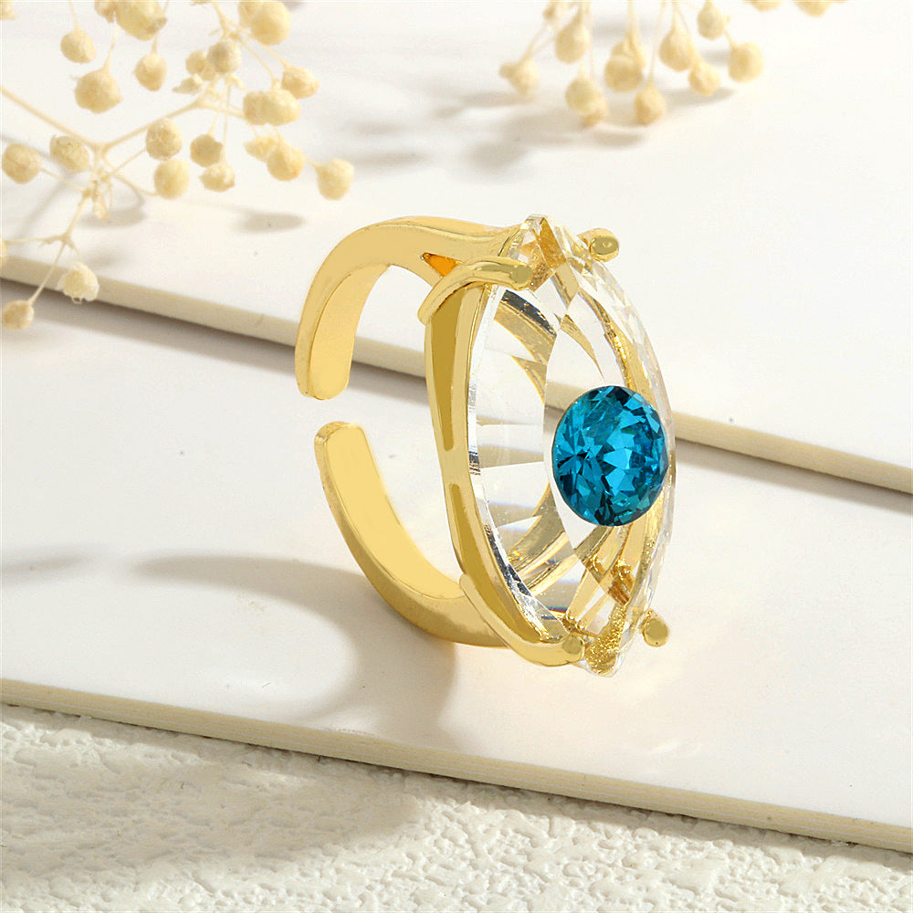 Wholesale Glass Evil Eye Ring for Women,  Opening Adjustable Geometric Design,  Trendy Jewelry Accessory for Everyday Wear or Boutique Resale