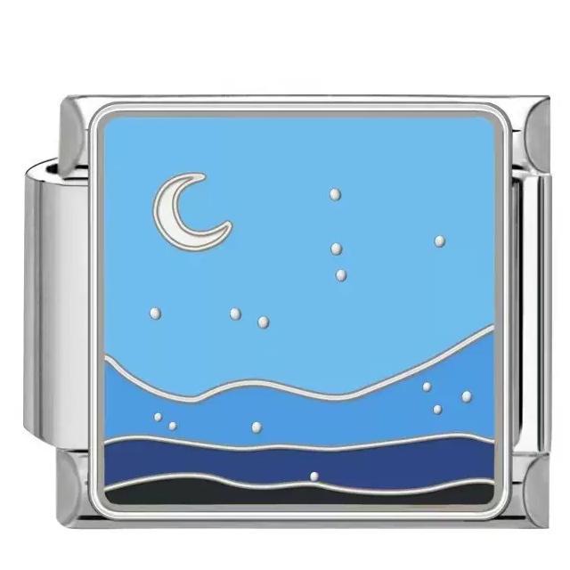 Wholesale Titanium Steel DIY Italian Charm Bracelet With Ocean Pattern Modular Design Fashion Accessory For Everyday Wear