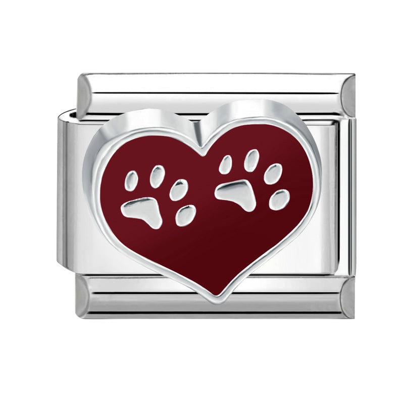 Wholesale Italian Charm Bracelet 9mm DIY Splicing Cat' s Paw Pet Stainless Steel Composable Bracelet