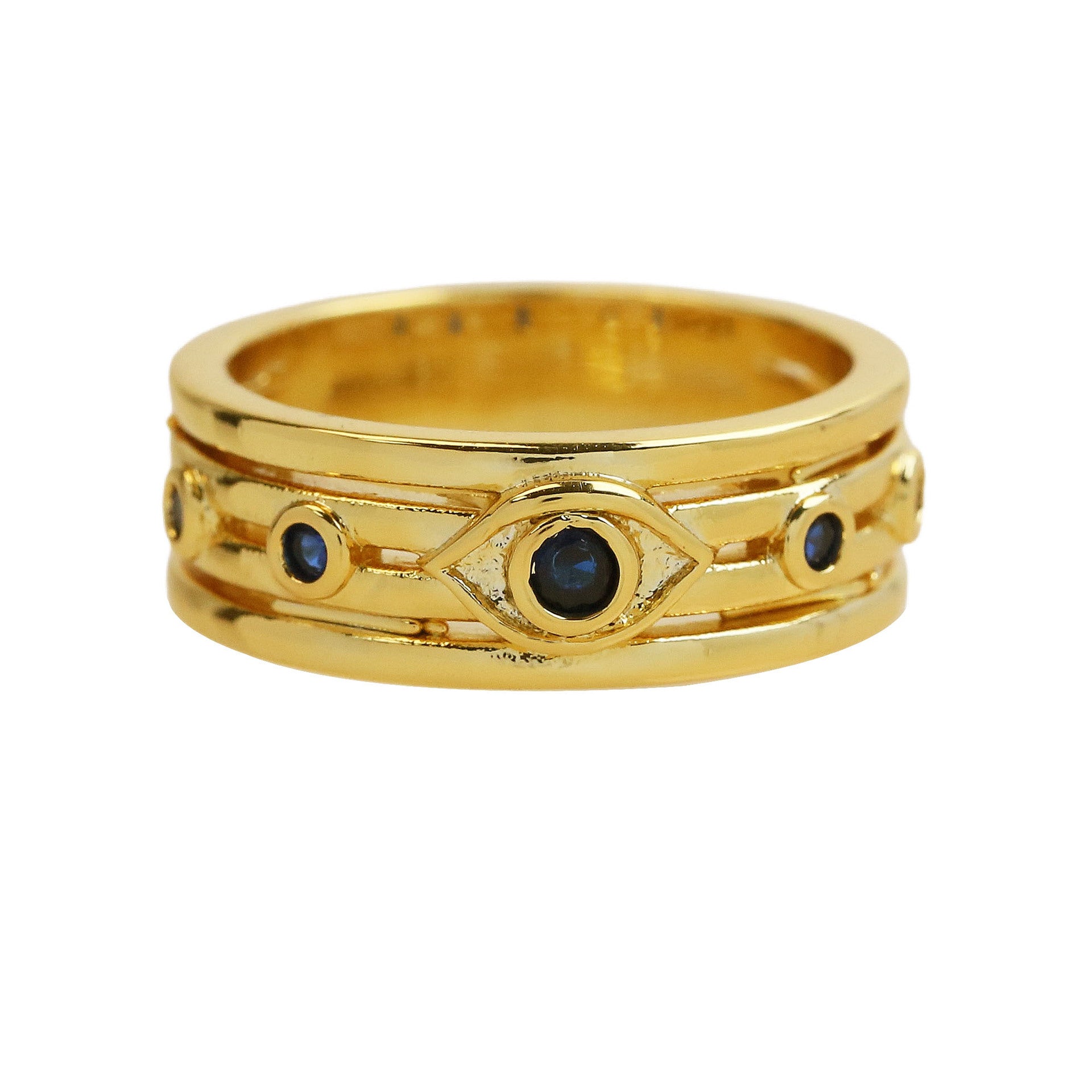 Wholesale  18k Gold Brass Blue Zircon Religious Devil's Eye Ring