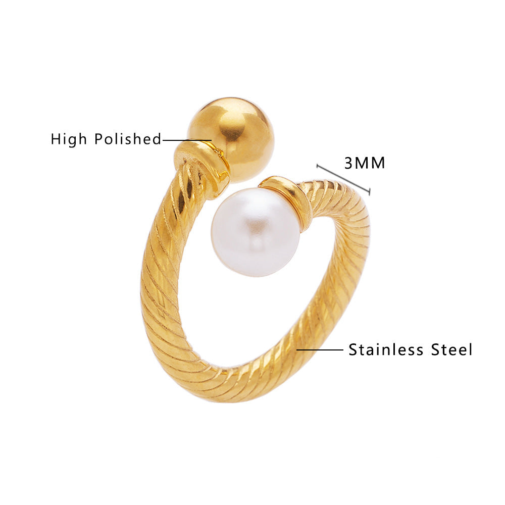 Wholesale Titanium Steel Pearl Rings
