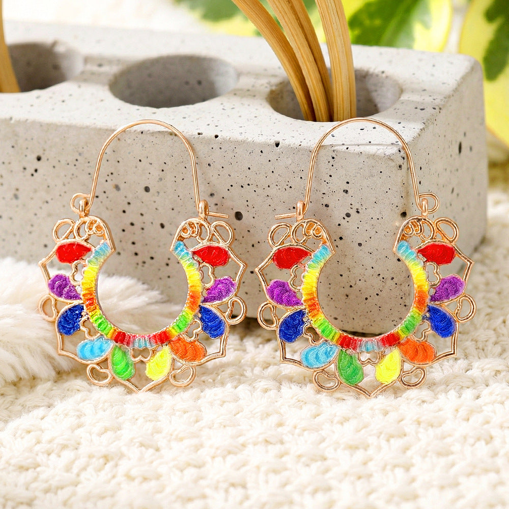 Wholesale Gold-Tone Zinc Alloy Bohemian Hollow-Out Earrings,  Fashion Accessory for Party Wear