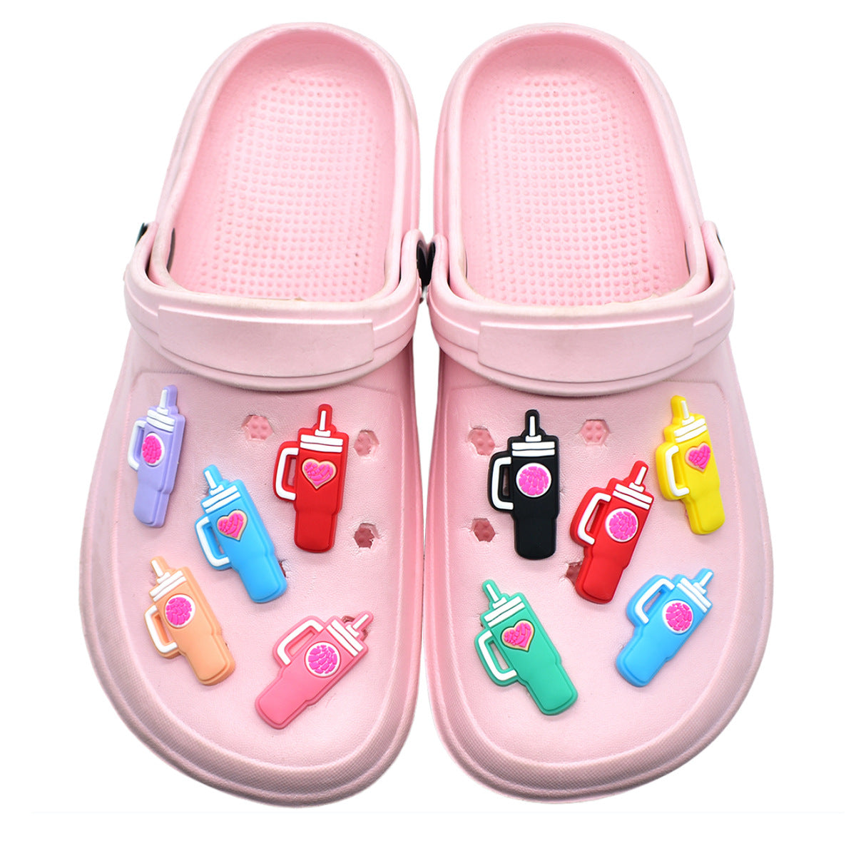 Wholesale  Random 100pcs Love-themed Water Bottle PVC Soft Rubber Shoe Buckle Decoration