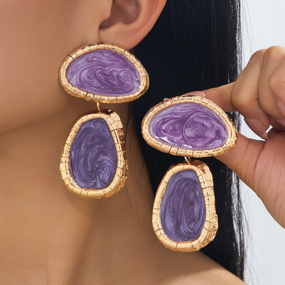 Wholesale Retro Geometric Textured Long Drop Earrings Multicolor For Party Wear Boutique Resale