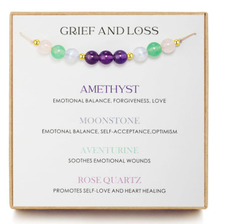 Wholesale Redwood Stone Bracelet Amethyst Moonstone Cord Beaded Adjustable Bracelet