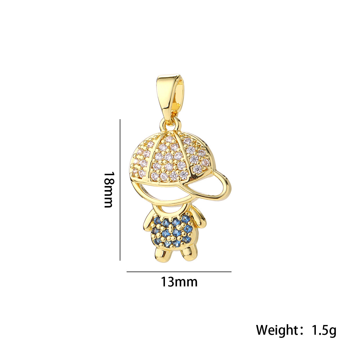 Wholesale Cute Love Heart Girl Pendant Gold Plated Brass Zircon Chic Necklace Accessory For Women