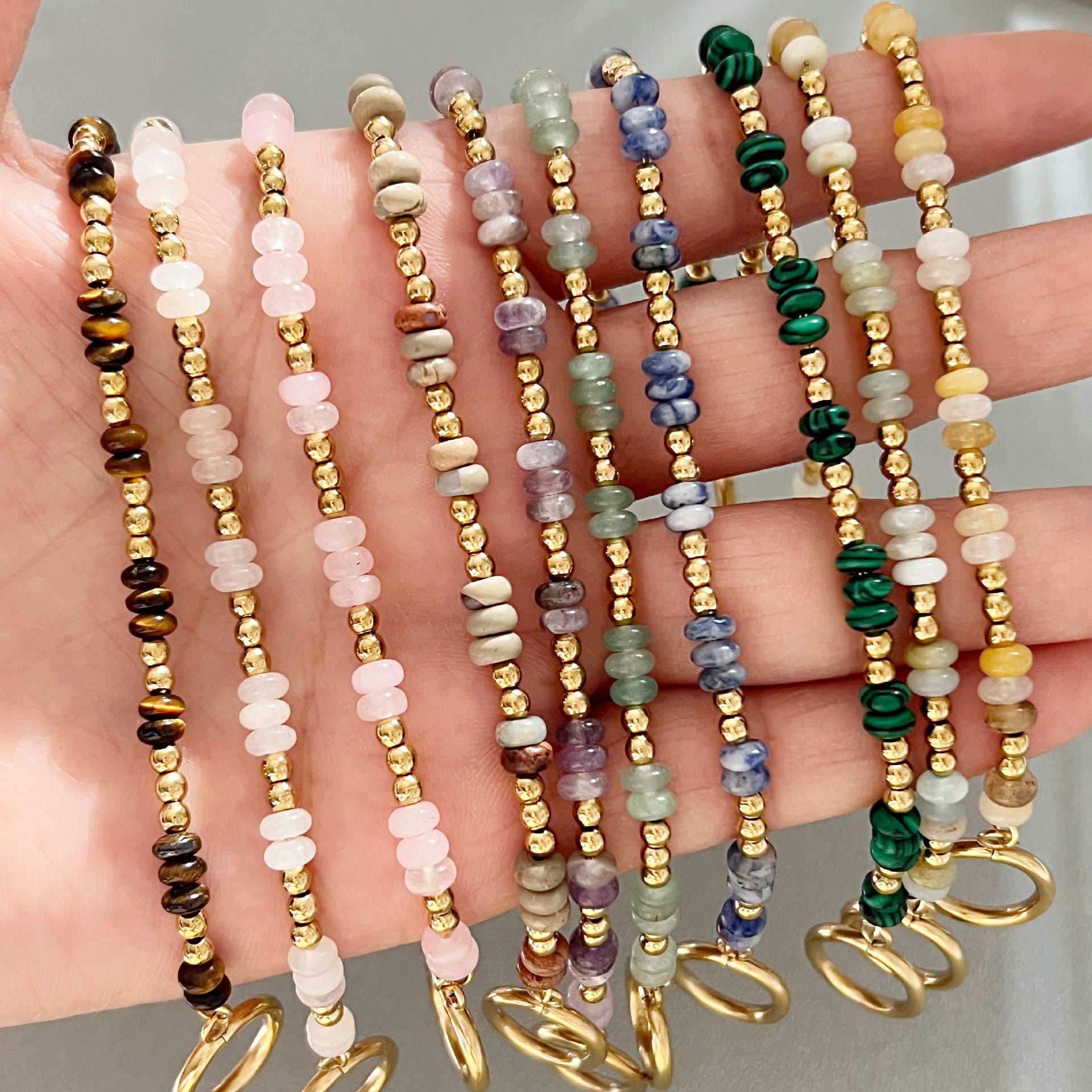 Wholesale Stainless Steel Natural Stone Handmade Beaded Bracelet Bohemian Style Fashion Accessory