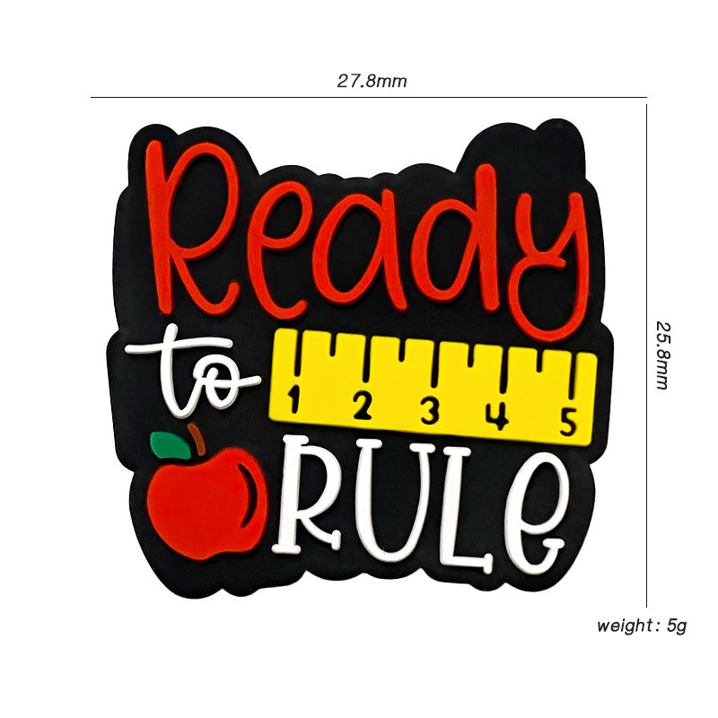 Wholesale 10pcs Apple Ruler Teacher Cartoon Beads Silicone Beads Diy Accessories ACC-BDS-WDX235