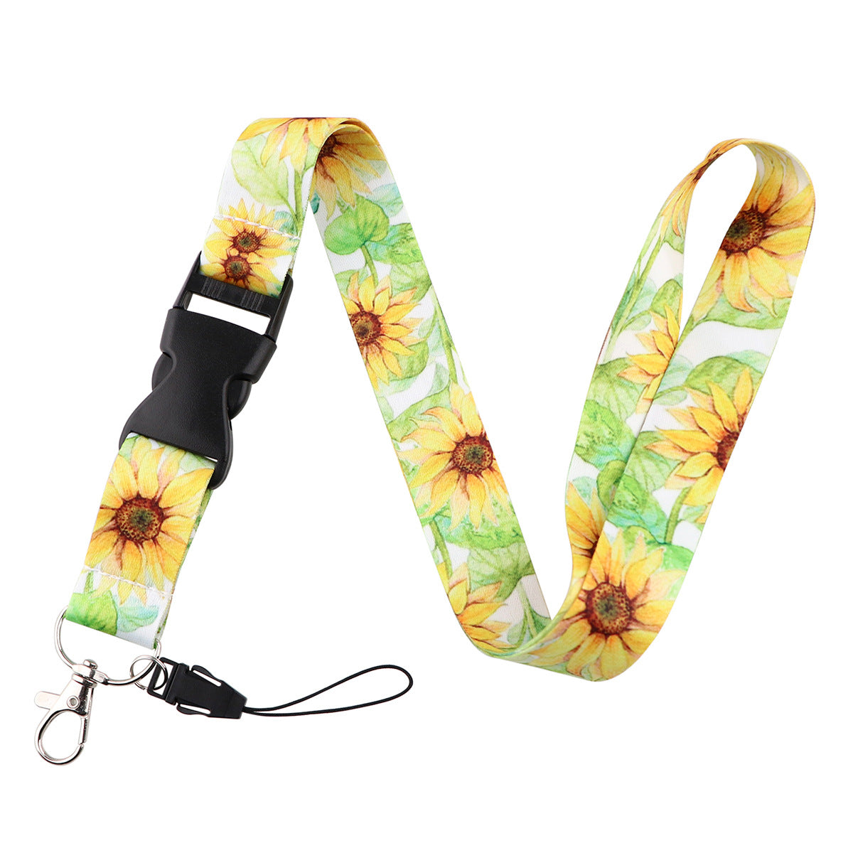 Wholesale 10pcs Daisy Sunflower Mobile Phone Webbing Lanyard Keychains ACC-KC-QTQS015