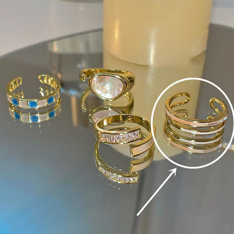 Wholesale Double Layer Love Zircon Open Ring Adjustable Ring ACC-RS-YaoFeng008