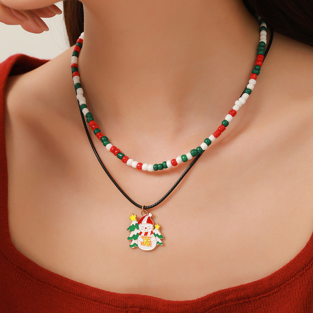 Wholesale Christmas Acrylic Rice Bead Necklaces ACC-NE-Zhey003