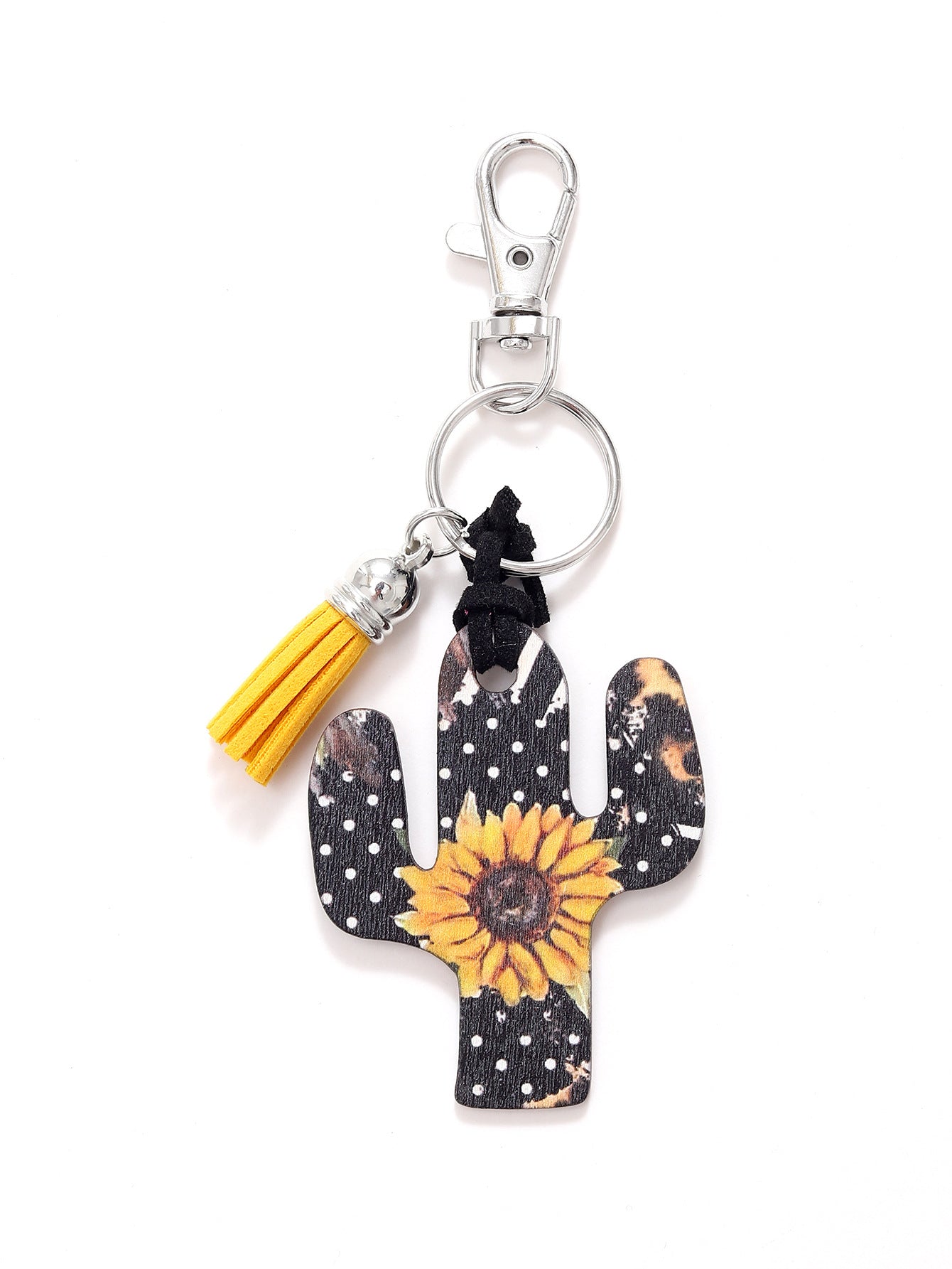 Wholesale Wooden Cactus Keychain Leopard Flower Rainbow Sunflower Keychains