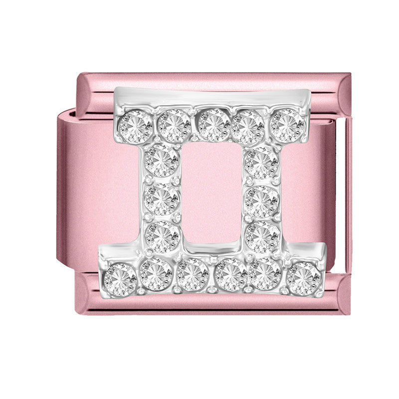 Wholesale Trendy Pink Zodiac Pisces Bracelet Charm Stainless Steel Crystal DIY Jewelry Accessory For Party Gift