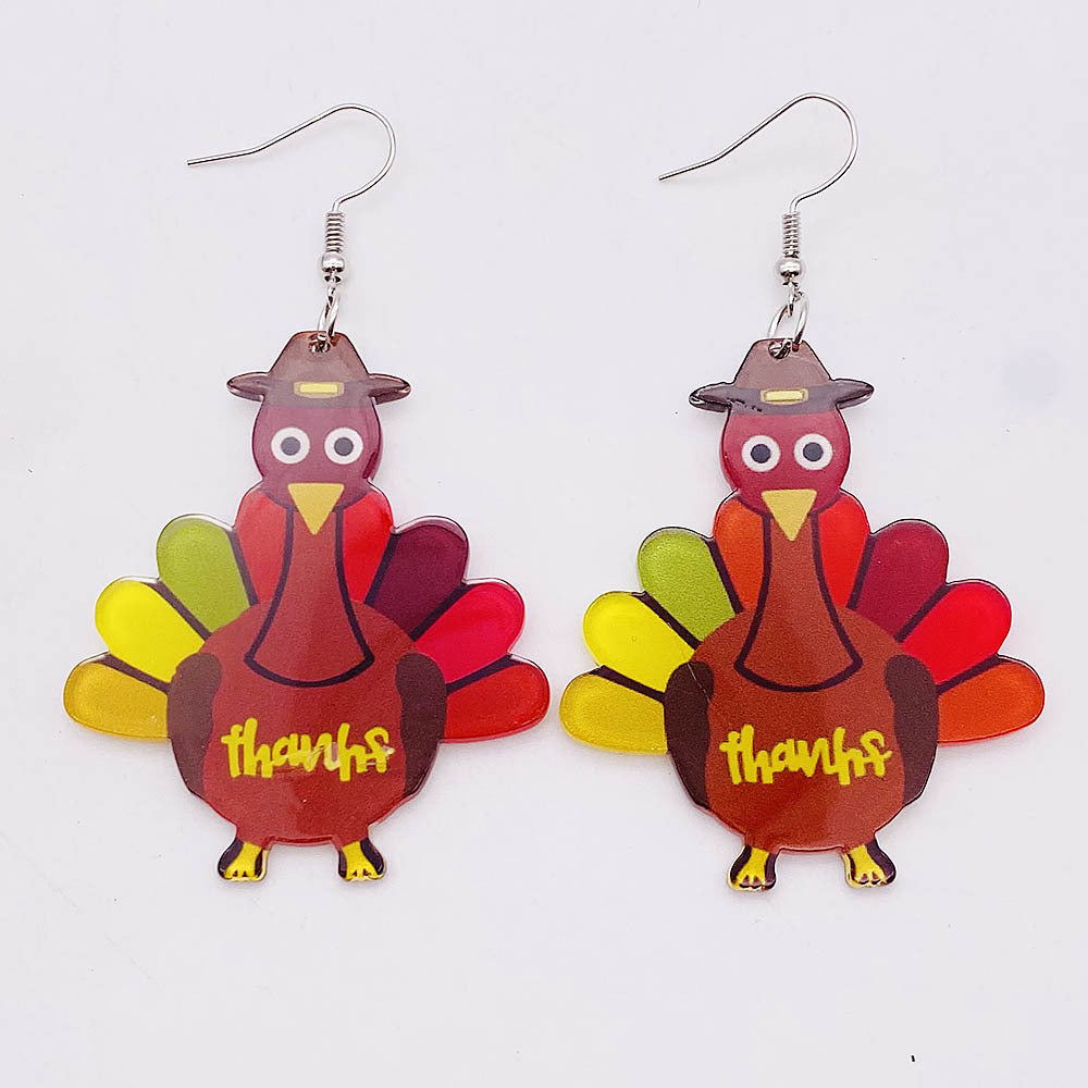 Wholesale Thanksgiving Turkey Acrylic Dangle Earrings ACC-ES-ChenY077