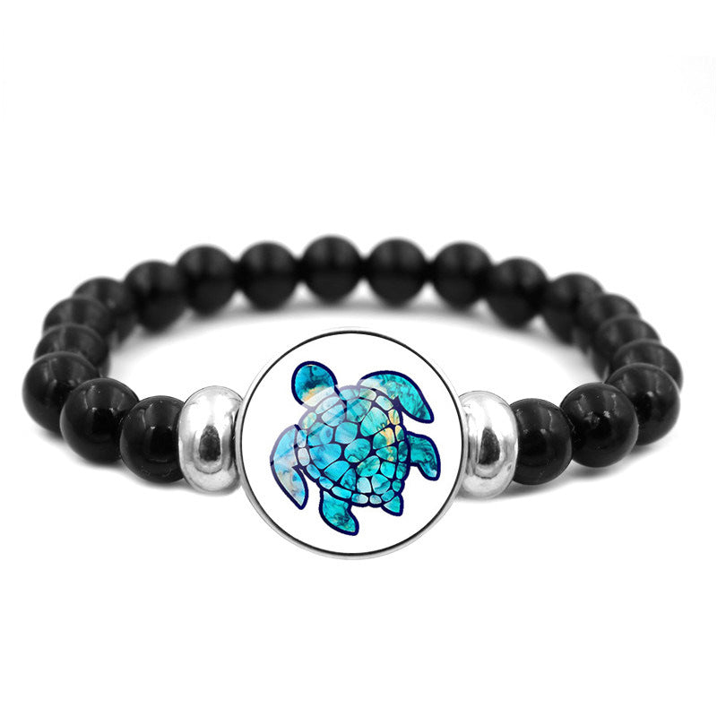 Wholesale Rendering Color Turtle Bracelet Black Elastic Beaded Resin Bracelet ACC-BT-JiaYun001