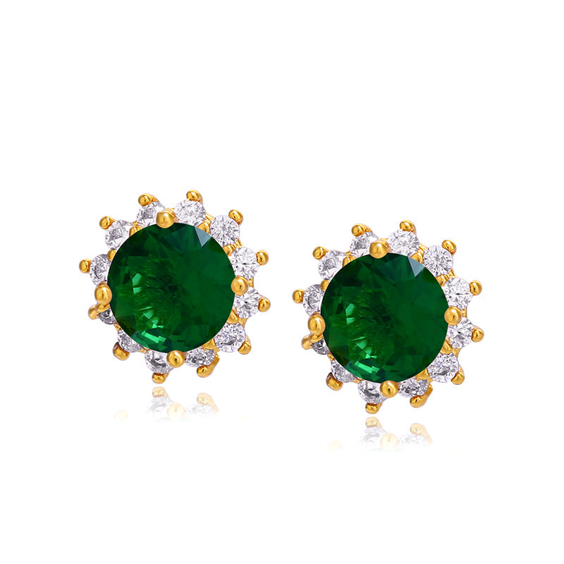 Wholesale Sunflower Emerald Alloy Earrings