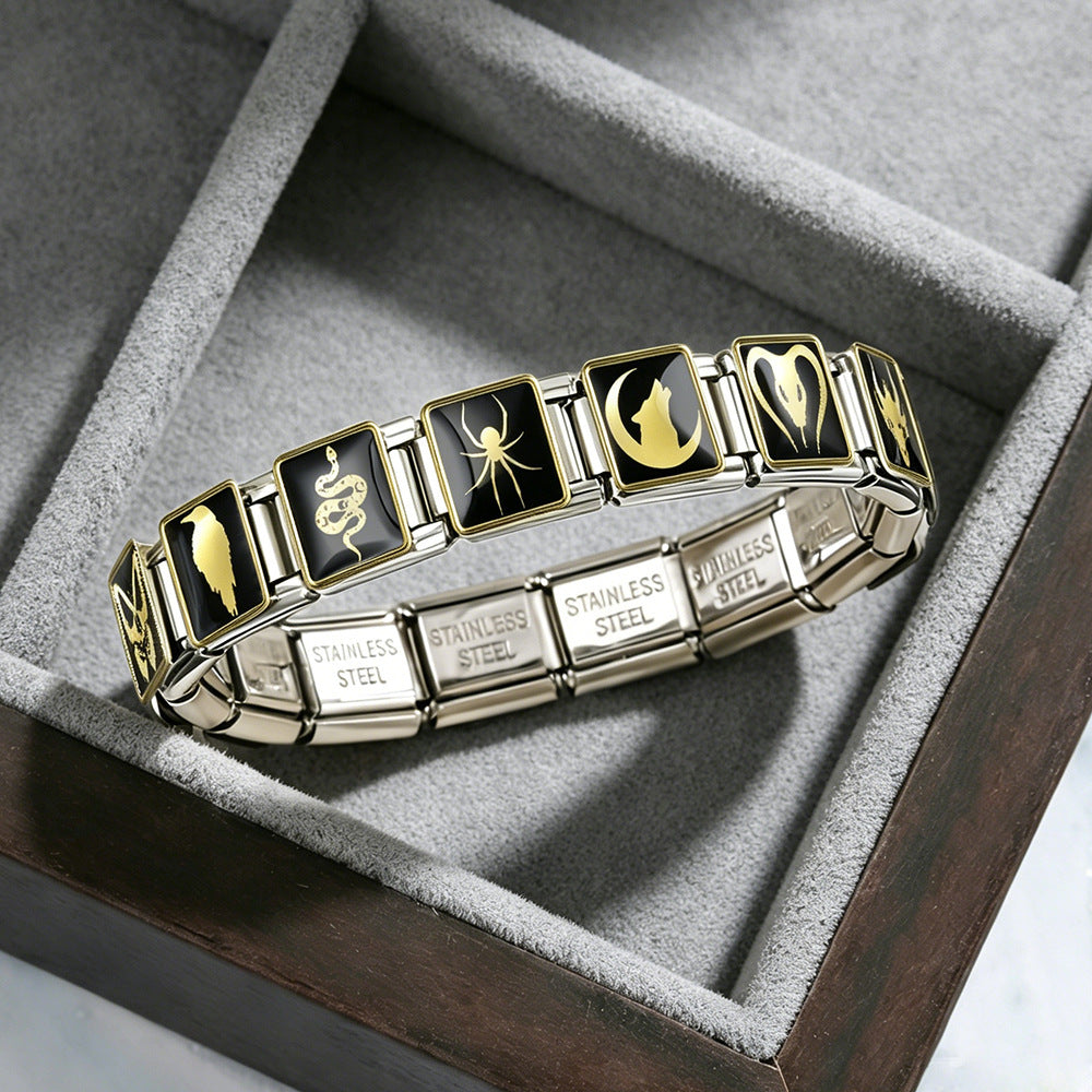 Wholesale Gothic Punk Modular Bracelet Stainless Steel DIY Jewelry Accessory For Unisex Everyday Wear