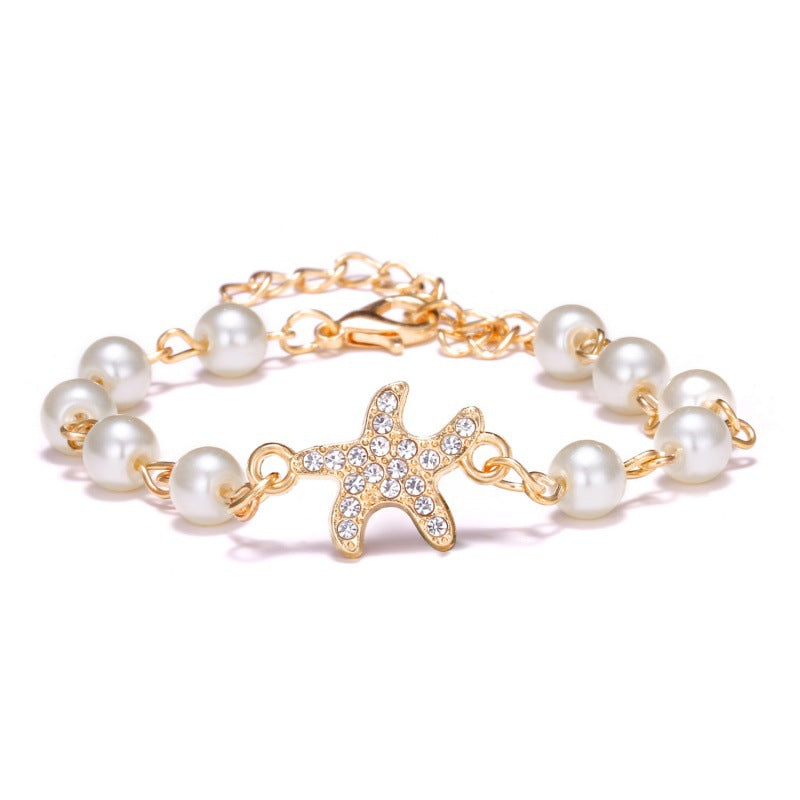 Wholesale  8-character Round Hollow Rhinestone Pearl Bracelet